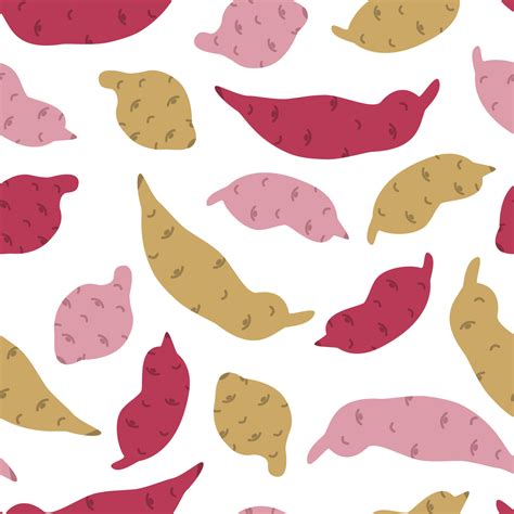 Sweet Potato Pattern, Seamless Background with Yam Tubers, Vegetable ...