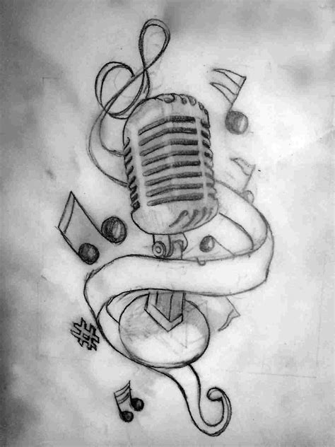 Microphone And Music Notes Drawing at PaintingValley.com | Explore ...