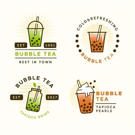 Premium Vector | Bubble tea logo template set | Tea logo, Bubble tea, Bubble tea shop