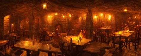 Medieval tavern interior cozy in the style of michael | Stable Diffusion