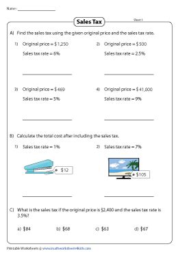 Sales Tax Worksheets