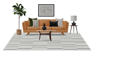 Mid Century Modern Living Room with Leather Sofa | Spacejoy