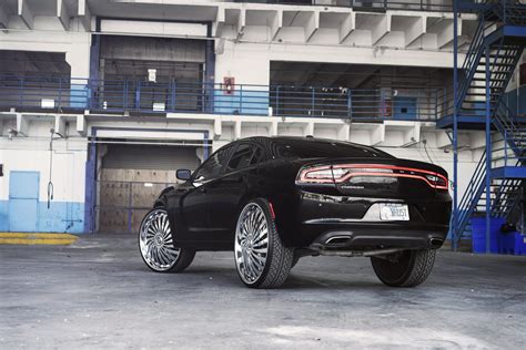 Mean Black Dodge Charger on Huge Aftermarket Wheels — CARiD.com Gallery