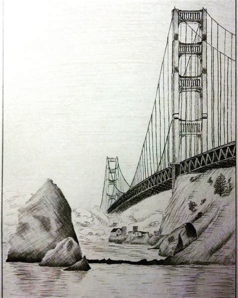 Golden Gate Bridge Pencil Drawing