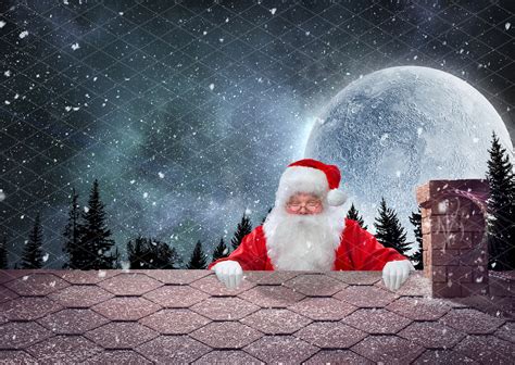 Christmas Santa on the Roof in the Snow Digital Backdrop/background, Photoshop Composite - Etsy