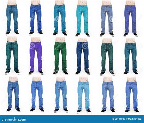 Collection of Men S Jeans in Different Colors Isolated on White Stock ...