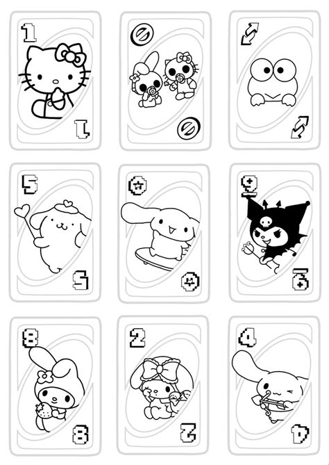 Sanrio uno card | 1 | Дизайн карты, Артбуки, Рисунки-каракули