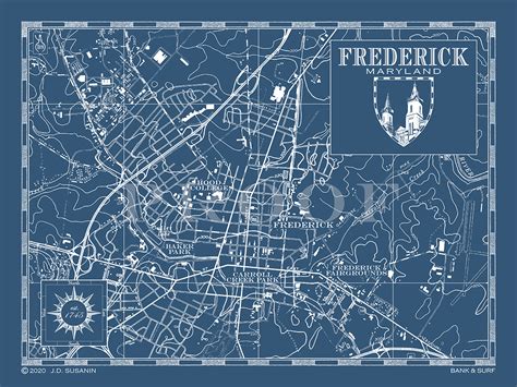 Map of Frederick, MD | Custom maps | Bank and Surf – BANK & SURF