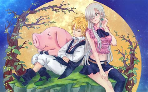 couple and pig near trees in animated photo Nanatsu no Taizai #pigs ...