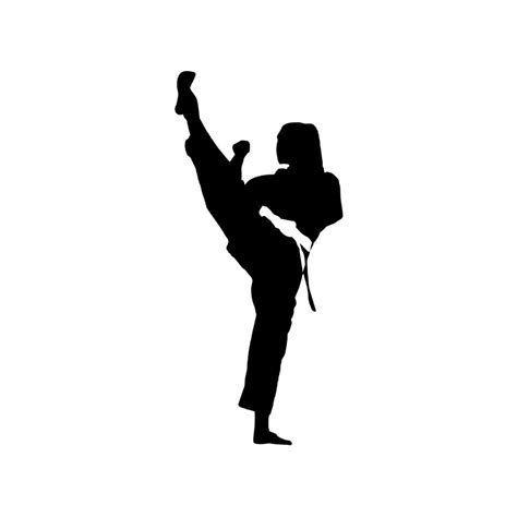 silhouette of taekwondo girl showing her high kick 6537731 Vector Art ...