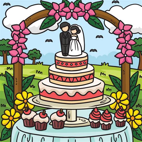 Wedding Cake Colored Cartoon Illustration 21516350 Vector Art at Vecteezy