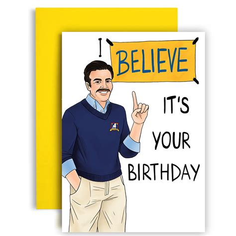 Buy Huxters Ted Lasso Inspired Funny Birthday Card, 350gsm Paper, Matching Recyclable Envelope ...