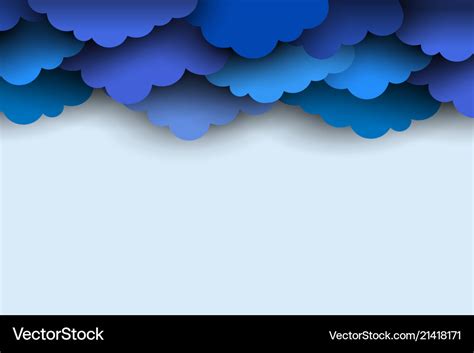 Border blue paper cut clouds for design Royalty Free Vector