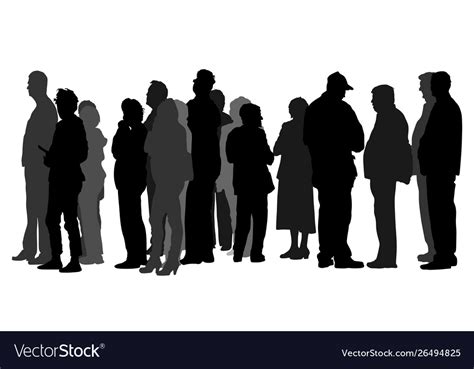 Group people waiting in line silhouette Royalty Free Vector