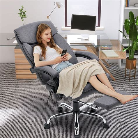 Ergonomic Reclining Massage Office Chair with Breathable Fabric Dark Gray | Reclining office ...