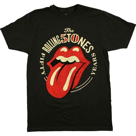 Rolling Stones 50 Years Black T-Shirt Tee Liquid Blue