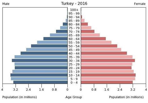 The Age and Gender Distribution of Turkey's Population 2016 (Source ...