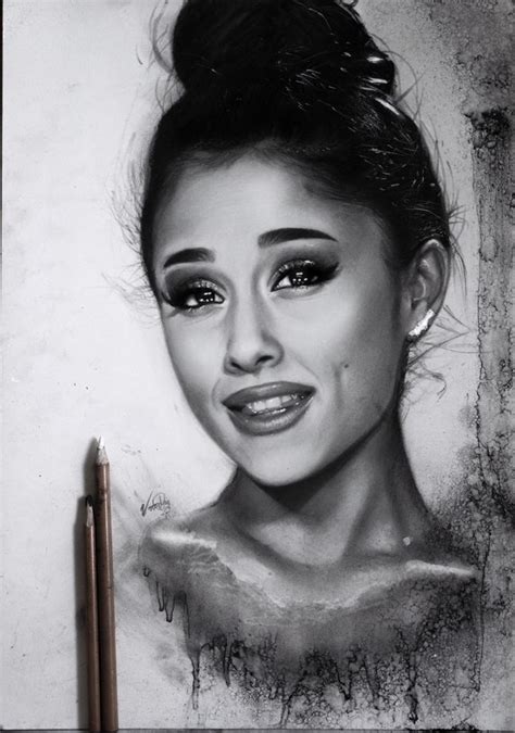 Ariana Grande Original Black and White Charcoal Drawing