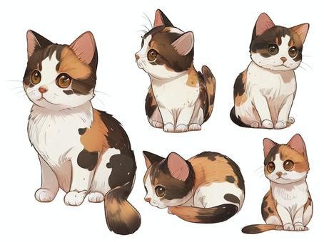 Free Vectors | Calico cat _ anime _ set