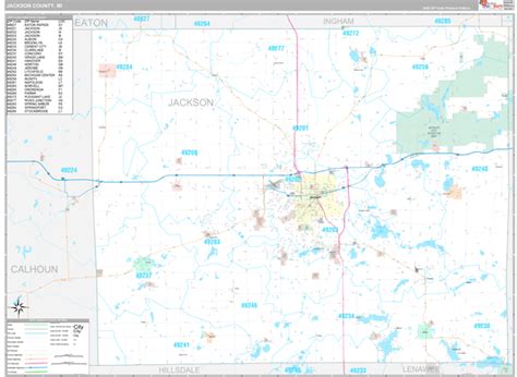 Jackson County, MI Wall Map Premium Style by MarketMAPS - MapSales