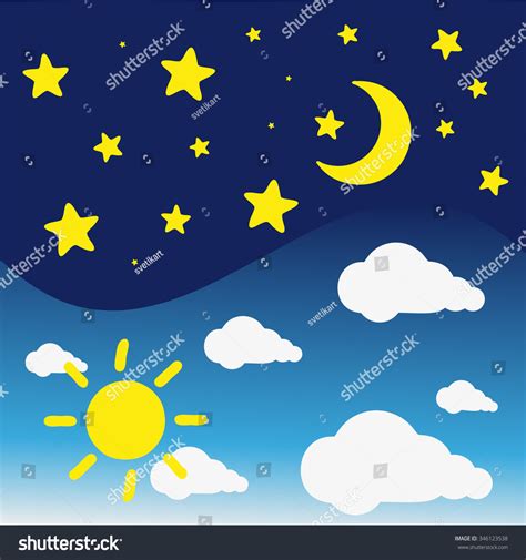 Day Night Drawing Cartoon Style Stock Vector (Royalty Free) 346123538 ...