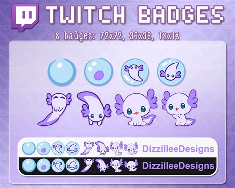 Super cute axolotl Twitch badges! These can be used as Twitch axolotl subscriber badges or ...