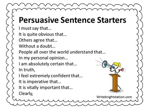 Sentence Starters For Writing