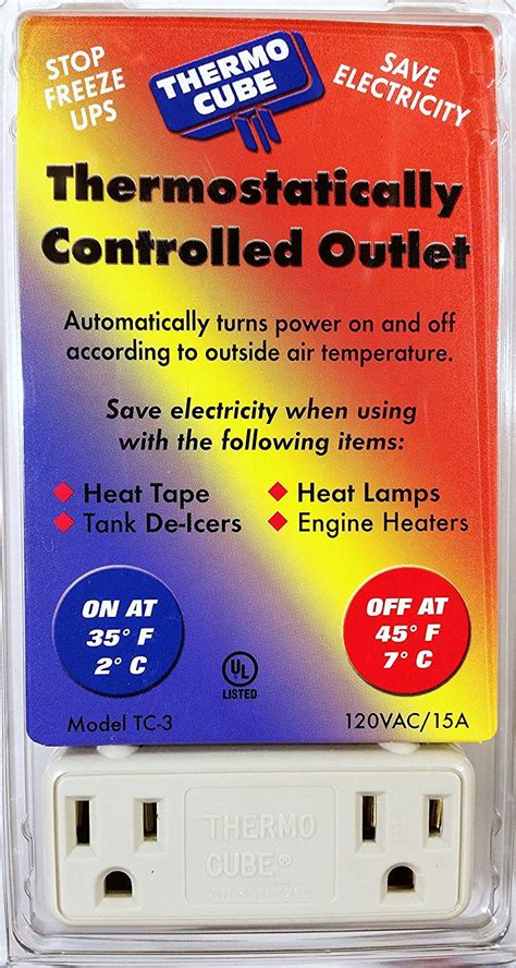 Thermo Cube TC-3 Thermostatically Controlled Outlet, On at 35/Off at 45-Degrees - Walmart.com