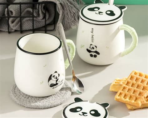 Panda Ceramic Mug | 400ml Best Ceramic Cup With Lid