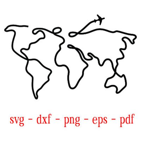 World map svg file pdf file eps png dxf dxf cut file | Etsy