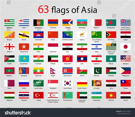 63 Flags Asia: vector de stock (libre de regalías) 1285110583