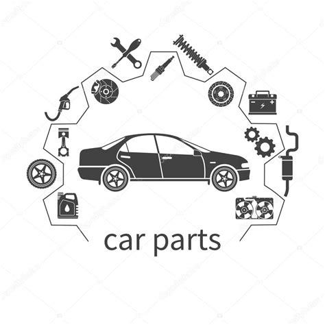 Car parts. auto spare parts for repairs Stock Vector by ©threecvet.gmail.com 97678252