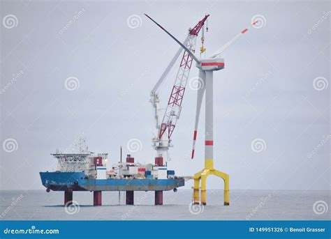 Offshore Wind Turbine Installation in the Sea Stock Photo - Image of ...