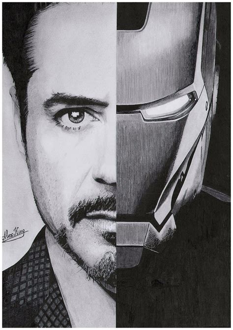 Portrait of Robert Downey Jr./Iron Man | Портретные зарисовки, Техники живописи, Рисунки углем