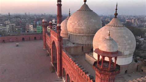 Badshahi Masjid in Lahore - the Emperor S Mosque, Pakistan Dome with Minarets. Aerial Drone Shot ...