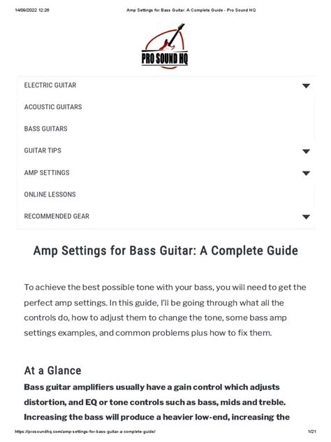 Amp Settings for Bass Guitar_ A Complete Guide - Pro Sound HQ | PDF ...