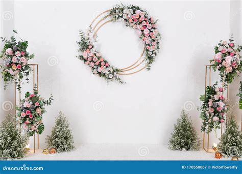 White Beautiful Floral Pattern Wedding Backdrop Background. Wedding ...