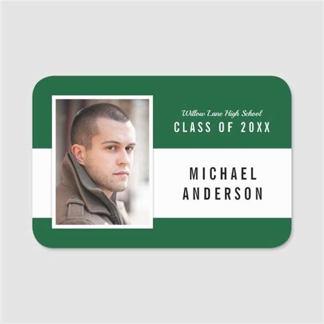 Editable Color School Class Reunion Yearbook Photo Name Tag | Zazzle