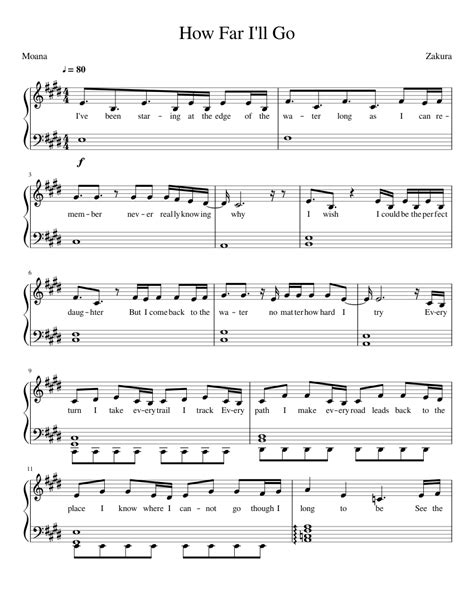 Moana - How Far I'll Go sheet music for Piano download free in PDF or MIDI