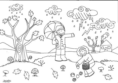 Dibujo de un paisaje de otoño para niños