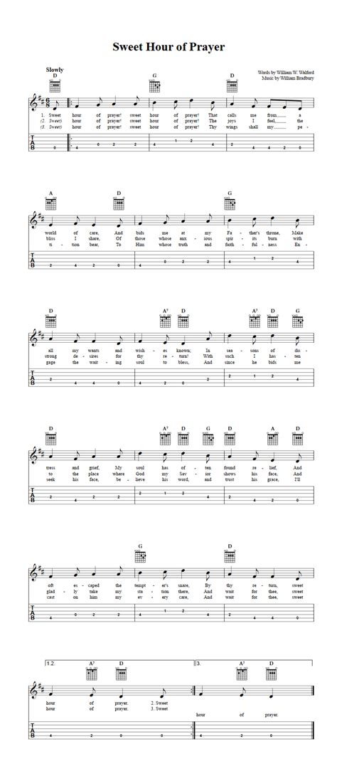 Sweet Hour of Prayer: Chords, Sheet Music, and Tab for Guitalele with ...