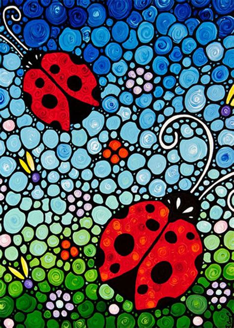 Ladybug Art PRINT from Painting Colorful Ladybugs Bugs Red Lady Bugs ...