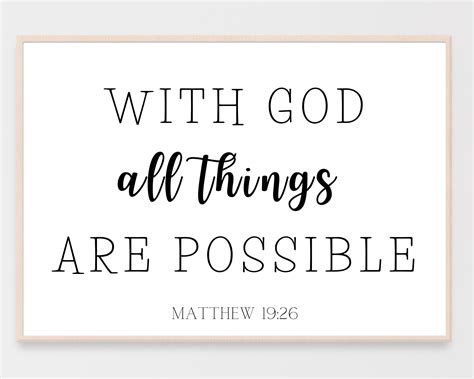 With God All Things Are Possible Bible Verse Prints Christian Scripture Wall Prints Jesus ...