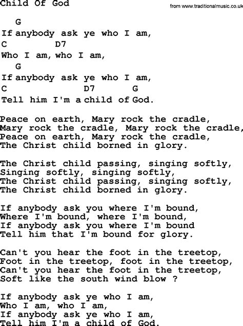 I Am A Child Of God Guitar Chords