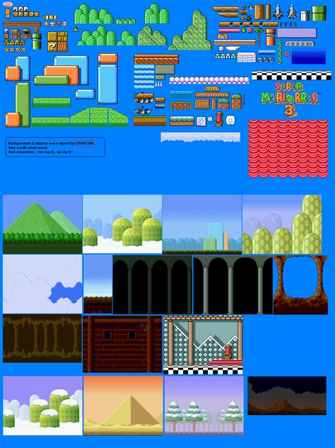 SNES - Super Mario All-Stars: Super Mario Bros. 3 - Backgrounds and ...