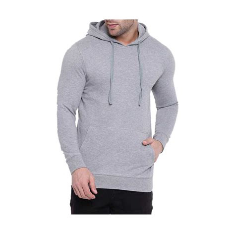 Fleece Full Sleeves Hooddie for Men - Light Gray - HJM -12