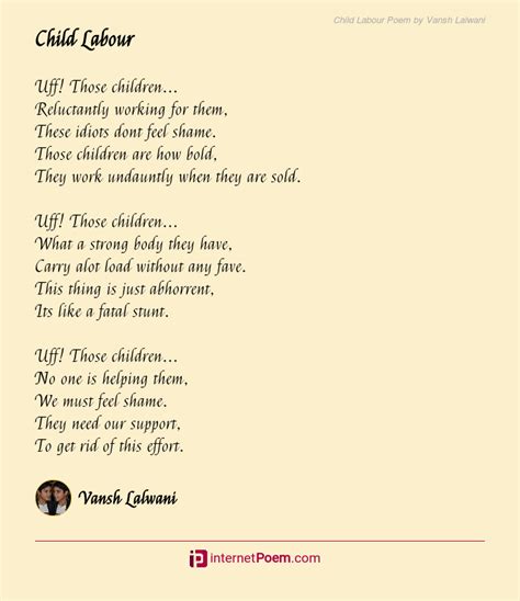 Child Labour Poem by Vansh Lalwani