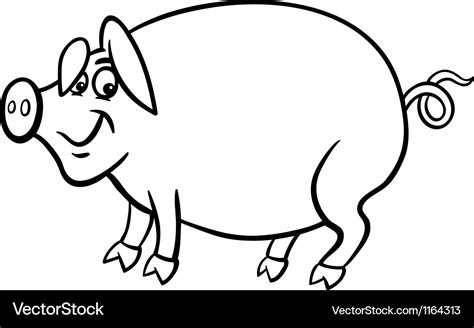 Farm pig cartoon for coloring book Royalty Free Vector Image