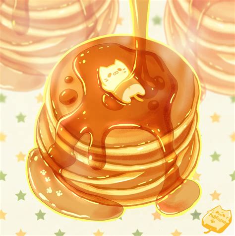 A morning breakfast chill with some pancakes~ | Cute food art, Food drawing, Food art