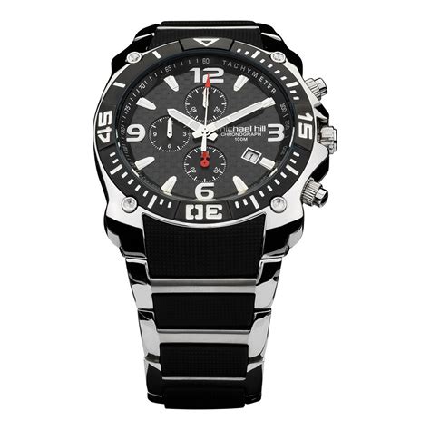 Men's Chronograph Watch in Black & Silver Stainless Steel